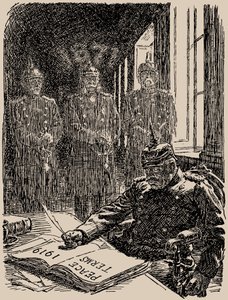 Fantasmas em Versalhes. Punch, 7 de maio de 1919, 1919. de Sir Bernard Partridge