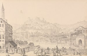 Álbum de 30 Vistas no Tirol e em Itália: Cidade de Verona e Castelo de San Pietro a partir de outra ponte, 1 de Novembro de 1840