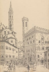 Álbum de 30 Vistas no Tirol e em Itália: Vista Sul da Prisão Barqello ou Estatal e Espiro do Badia 3.d Maio 1842 de Sir Charles D