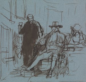 O Capitão Locker sentado à mesa com a sua filha; um mordomo de pé ao seu lado de Sir David Wilkie