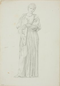 Figura drapeada de mulher tocando uma harpa de Sir Edward Burne Jones