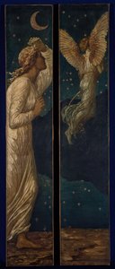 Cupido e Psique - Murais do Palácio Verde - Cupido voando para longe de Psique, 1881. de Sir Edward Coley Burne Jones