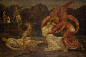 Cupido e Psique - Murais do Palácio Verde - Psique recebendo o caixão de Proserpine, 1881.