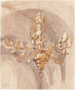 Um candelabro com a Virgem Maria segurando o Menino Jesus de Sir Frederic William Burton