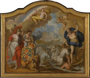 Alegoria do Poder da Grã-Bretanha por Mar, design para um painel decorativo para o coche cerimonial de George I