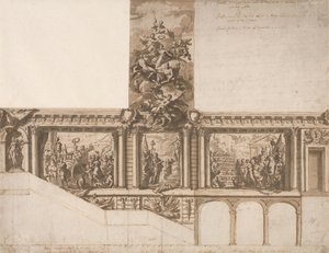 Desenho para paredes de tecto e escadarias de Sir James Thornhill