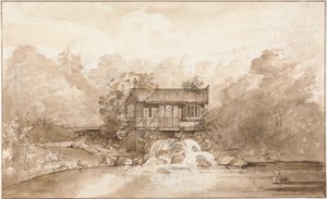 Design para o Hermitage, Virginia Water (caneta e tinta marrom sobre grafite com tinta no papel)