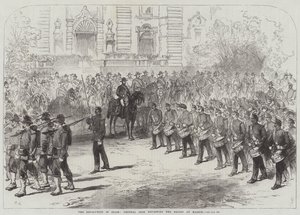 A Revolução na Espanha, General Prim revisando as tropas em Madri de Sir John Charles Robinson