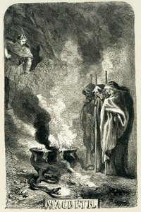Macbeth visitando as três bruxas na charneca, 1858