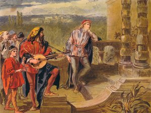 O músico canta em Os Dois Cavalheiros de Verona: Ato IV Cena II, c1875 de Sir John Gilbert