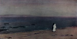 O litoral, luar, c1908 de Sir John Lavery
