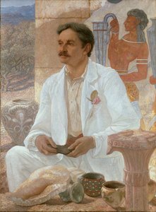 Sir Arthur Evans entre as ruínas do Palácio de Cnossos, 1907
