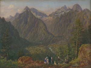 Paisagem de Tatra com figuras, 1855 de Slovakian School