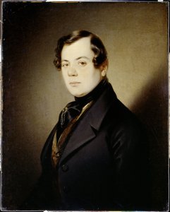 Retrato do poeta Vladimir Grigorievitch Benediktov (1807-1873) (Retrato do poeta Vladimir G. Benediktov) - Peinture de Sandor Kozina (1808-1873), huile sur toile (67x54 cm), vers 1840 - A. Pushkin Memorial Museum, St Petersburg (Russie) de Sándor Kozina