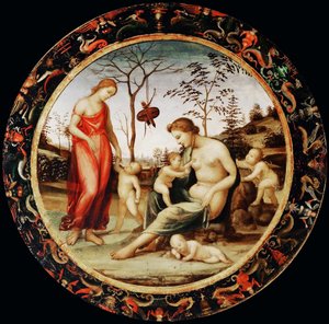 Alegoria do amor Vênus terrestre com Eros e Vênus celeste com Anteros e dois cupidos