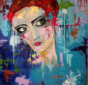 Retrato de uma mulher com cabelo ruivo expressivo de Sofia Toborg