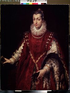 ""Retrato de um patrício, membro de uma família rica na Itália medieval"" (Retrato de um patrício) Jovem ricamente vestida, pele no braço, gola de renda e vestido de veludo. Pintura de Sofonisba Anguissola (1532-1625) 1558 Lviv, Museu de de Sofonisba Anguissola