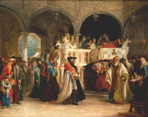 Festa da Alegria da Torá na Sinagoga de Leghorn, Itália, 1850