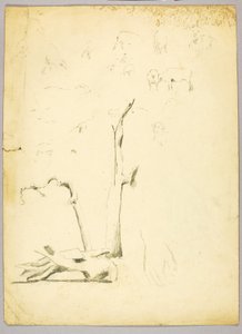 Troncos de árvores e ovelhas de Solon H. Borglum