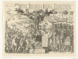 Reprodução de desenhos animados sobre a estátua de Alva, 1571 de Sons, and Stewart, G. Waterston