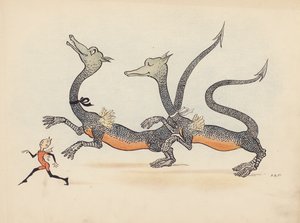 Ilustração para "Little Twin Dragons" de S Rosamond Praeger (litografia a cores)
