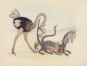 Ilustração para "Little Twin Dragons" de S Rosamond Praeger (litografia a cores)