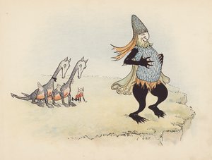 Ilustração para "Little Twin Dragons" de S Rosamond Praeger (litografia a cores)