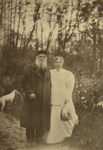 Autor russo Leo Tolstoy e sua esposa Sophia Tolstaya, Rússia, 1895