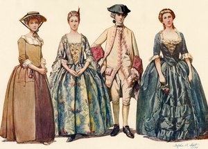 Roupa durante os reinados de George I e II 1725-1745, 1903, 1937.