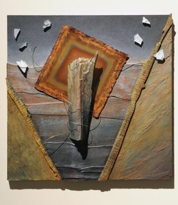 God Among Us, 2007 (painel, cobre, arame, objectos encontrados, textura, perspex, têxtil) de Sophie Hacker