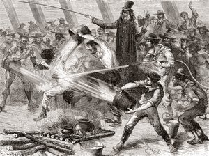 Uma linha cruzando a cerimônia a bordo do Simon Bolivar de Spanish School