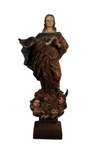 Escultura em madeira esculpida da Virgem da Imaculada Conceição, Espanha, c.1750 (madeira) de Spanish School