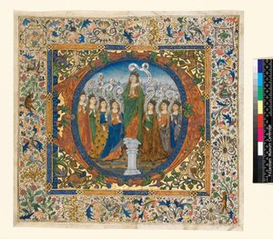 Colagem com inicial historiada e margem de um Saltério Coral, c. 1482-1492 (pergaminho) de Spanish School