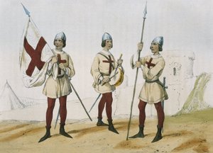 DE SOTTO, Serafim Maria, Conde de Clonard (1793 - 1862). Historia organica de las armas de Infanteria y Caballeria espanolas. 1851 - 1859. Os soldados de infantaria durante o reinado dos Reis Católicos de Espanha. Porta-estandarte, tamborileiro e lanceiro  de Spanish School