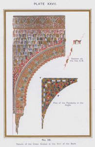 Detalhes dos Grandes Arcos no Salão da Casca (cor litho) de Spanish School