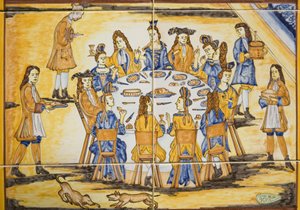 Cena do jantar (azulejos de cerâmica) de Spanish School