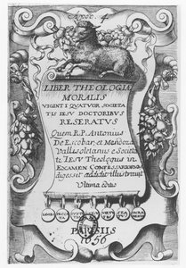 frontispício do livro de Teologia, de Antonio Escobar y Mendoza, 1656 de Spanish School