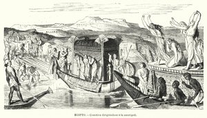 Festa funerária a caminho de uma necrópole no Antigo Egipto (litho) de Spanish School