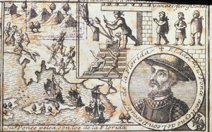Juan Ponce luta contra os nativos da Flórida de Spanish School