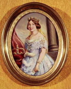 Retrato em miniatura da rainha Isabella II (1830-1904) de Spanish School