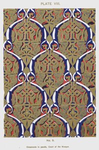 Ornamentos em painéis, Court of the Mosque (cor litho) de Spanish School
