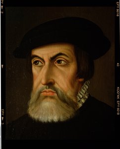 Retrato de Hernan Cortes (1485-1547) (óleo sobre tela) de Spanish School
