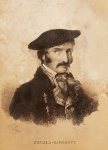 Retrato de Tomas ZumalaCarregui (1788-1835), personagem da Campanha Espanhola ou Guerra da Independência e Primeira Guerra de Carlist (gravura) de Spanish School