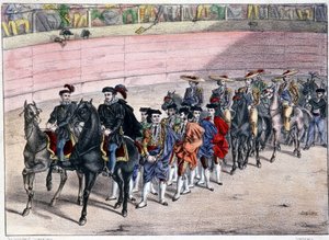 Lançamento da quadrilha, corrida na Espanha, sd litográfico. Século XIX de Spanish School
