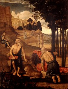Cenas da Vida de São Jerónimo; São Francisco em Ectasy com o irmão Leão de Spanish School