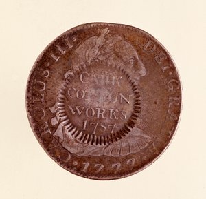 Moeda de prata (8 reais) de Espanha: reinado de Carlos III (1759-1788). 1777 com a contra-medida de 1787. Diam. 3,9 cm Nápoles, museo archeologico de Spanish School