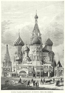 Catedral de São Basílio, Praça Vermelha, Moscovo, Rússia (Litho) de Spanish School