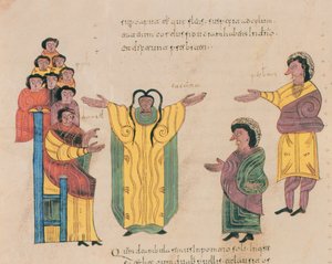 Susana e os Anciãos, da Bíblia Visigótico-Moçárabe de Santo Isidor, fol.324v., AD 960 (têmpera sobre velino)