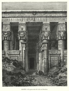 Templo de Hathor, Dendera, Egito (litho) de Spanish School