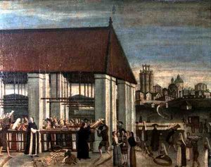 O Mercado do Peixe (óleo sobre tela) (detalhe) de Spanish School